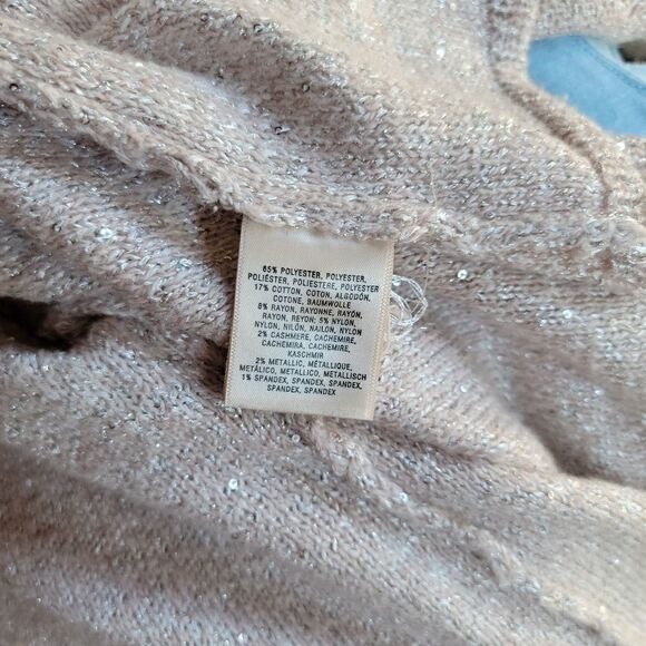 Knitted and Knotted Blush Shimmery Open Cardigan - Picture 7 of 8